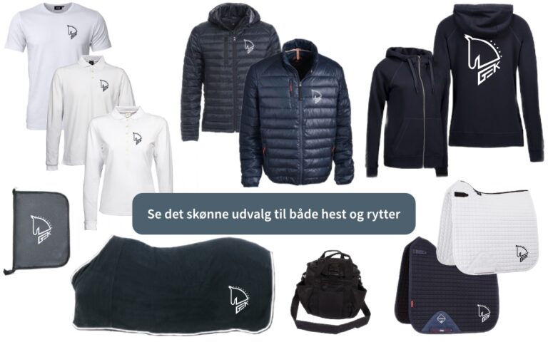 Eksempler på klubtøj og udstyr med GEK-logo